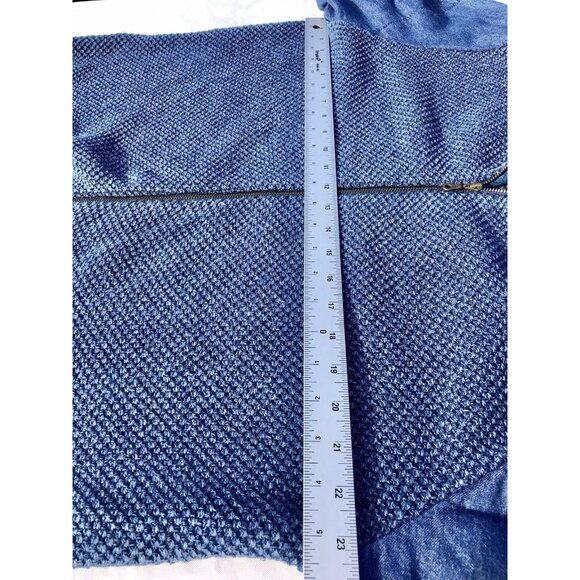 Vtg Danish Blue Willi’s Zip Natural Cotton Knit Sweater Denim Jacket Women’s XL - Picture 7 of 16